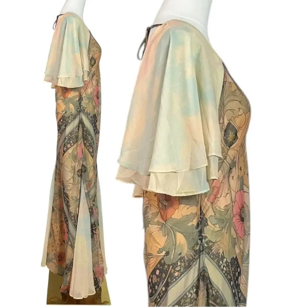 Free People Bohemian Witchy Celestial Nights Maxi Dress in Fairy Combo Large - Picture 9 of 15